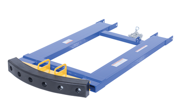 Steel Fork Truck Hook Base 44 In. Length With Steel/Rubber Push Bumper-Attachment to 2 In. Receiver 15 In. x 28 In. x 5-3/4 In Blue/Yellow